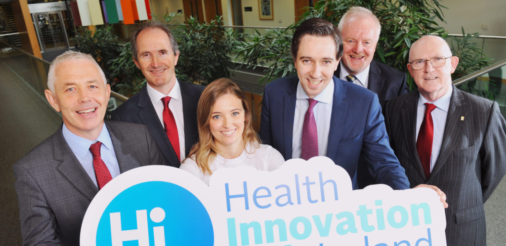 Repro Free Prof. John R. Higgins, Principal Investigator, Health Innovation Hub Ireland; Dave Shanahan, Chair of National Oversight Group, Health Innovation Hub Ireland, Nicola OÕRiordan, UCC, Minister for Health Simon Harris TD, Dr. Colman Casey, Director Health Innovation Hub Ireland and John Murphy, Secretary General, Department of Jobs, Enterprise and Innovation pictured at the official launch of Health Innovation Hub Ireland (HIHI) in UCC, Cork. IrelandÕs first national Health Innovation Hub will directly improve treatment and care for patients. The Minister announced government funding, through the Department of Health and the Department of Jobs, Enterprise and Innovation in conjunction with Enterprise Ireland of Û5 million for the establishment of Health Innovation Hub Ireland, which is led by University College Cork (UCC). Health Innovation Hub Ireland, a partnership of clinicians, academics, innovators and entrepreneurs from across Ireland will accelerate healthcare innovation and commercialisation, by addressing healthcare challenges and in doing so will create jobs and exports for the country Pic Daragh Mc Sweeney/Provision